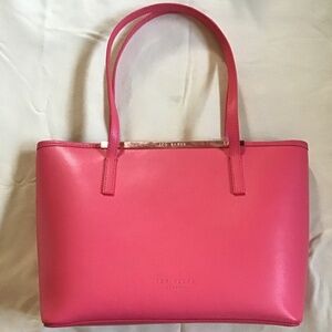 Rare Ted Baker Pink Leather Summer Bag with Matching Makeup Bag